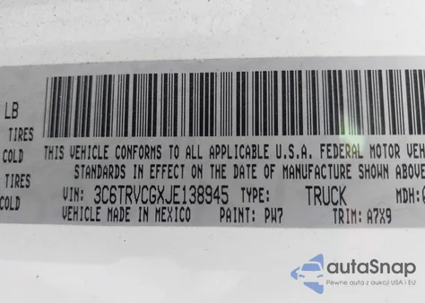 2018 Ram Promaster 2500 High Roof 136 Wb z USA, uszkodzony, nr VIN 3C6TRVCGXJE138945